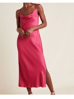 Anthropologie Satin Slip Dress Pink